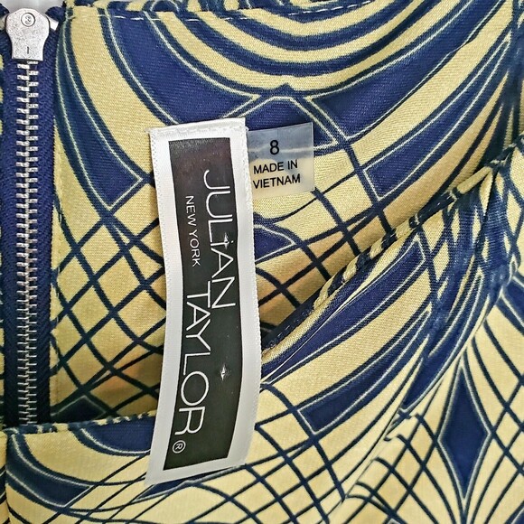 Julian Taylor Yellow Print Sleeveless Dress Size 8 - Picture 2 of 8